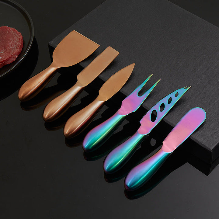 Gourmet 6-piece cheese knife set, essential kitchen tools for entertaining guests.