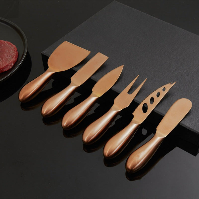 Stainless steel 6-piece cheese knife set, a stylish addition to any serving utensils collection.