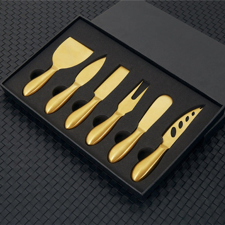 Versatile 6-piece stainless steel cheese knife set, ideal for hostess gifts & party supplies.
