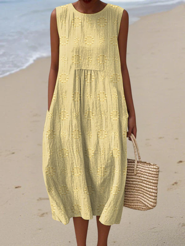 Comfortable & elegant women's midi dress featuring intricate embroidery. Versatile for daily or special occasions.