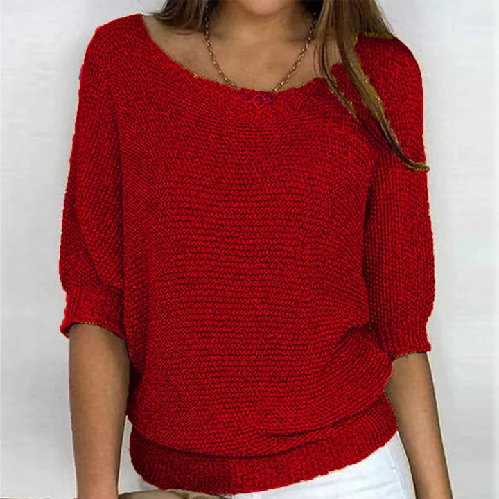 Men's Khaki Crew-Neck Half-Sleeve Knitted Sweater