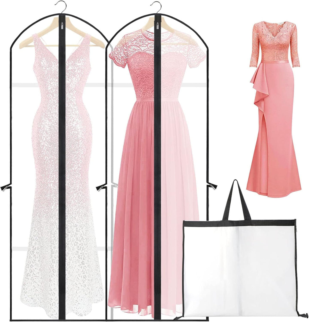 Extra long 71" garment cover for dresses, suits & bridal gowns. Storage solution.