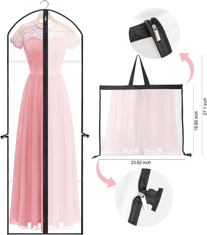 Breathable 71" garment bag for dresses. Perfect wedding dress storage & travel.