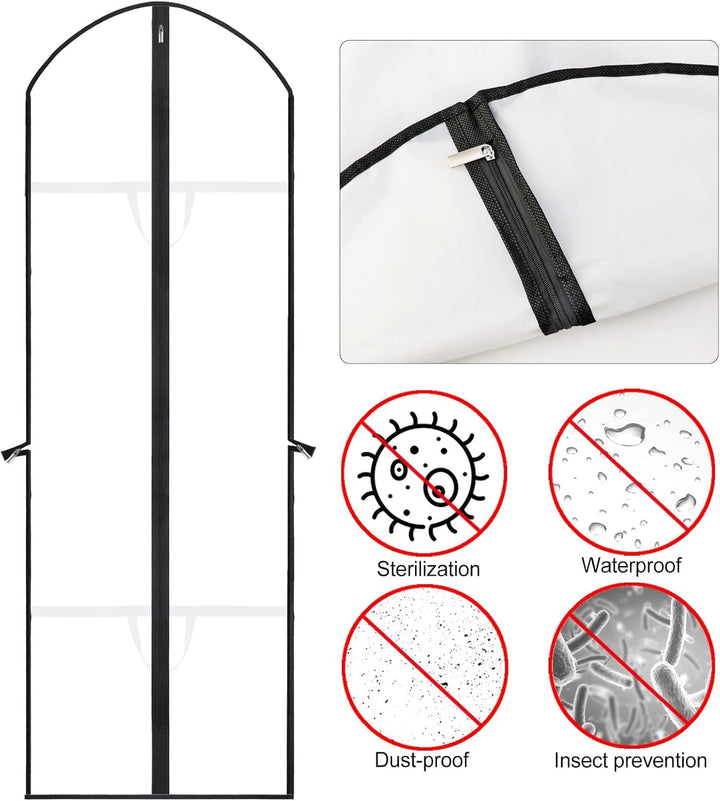 Clear view 71" garment bag for wedding gowns & special occasion dresses.