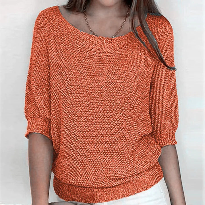 Men's Khaki Crew-Neck Half-Sleeve Knitted Sweater