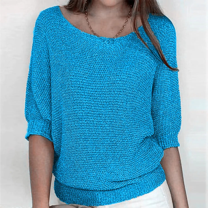 Men's Khaki Crew-Neck Half-Sleeve Knitted Sweater