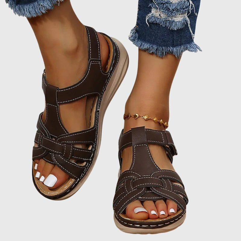 Supportive women's walking sandals offering orthopaedic arch support & pain relief for everyday comfort.
