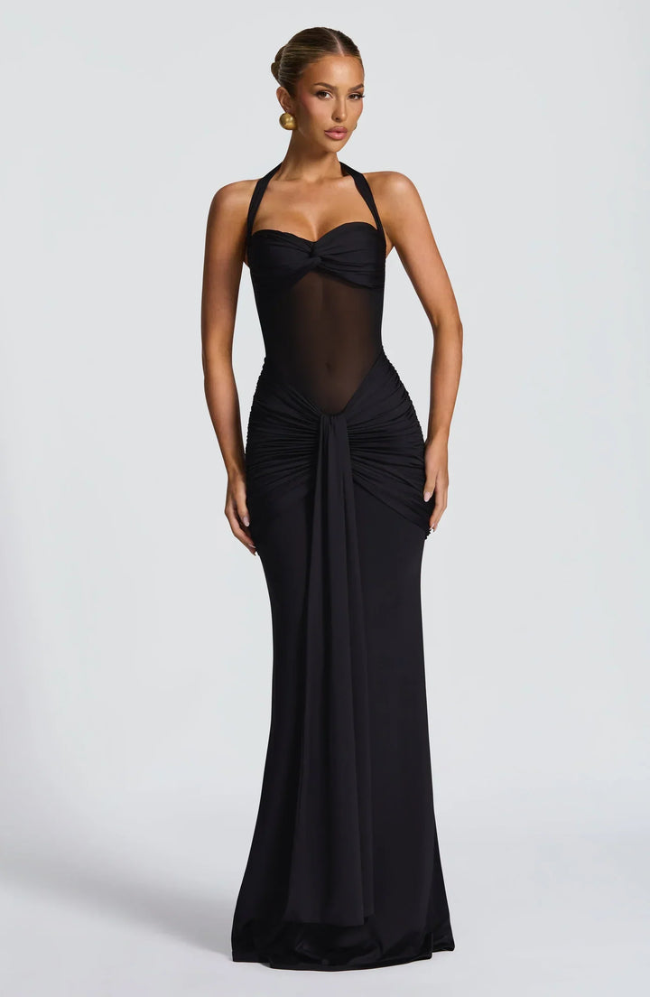Sophisticated women's evening gown, an elegant maxi dress for special occasion & formal events.