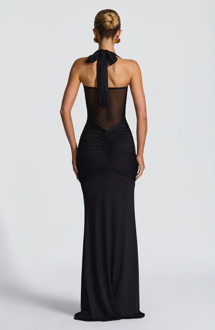 Women's elegant maxi dress, a fitted formal wear option for evening parties & special occasions.