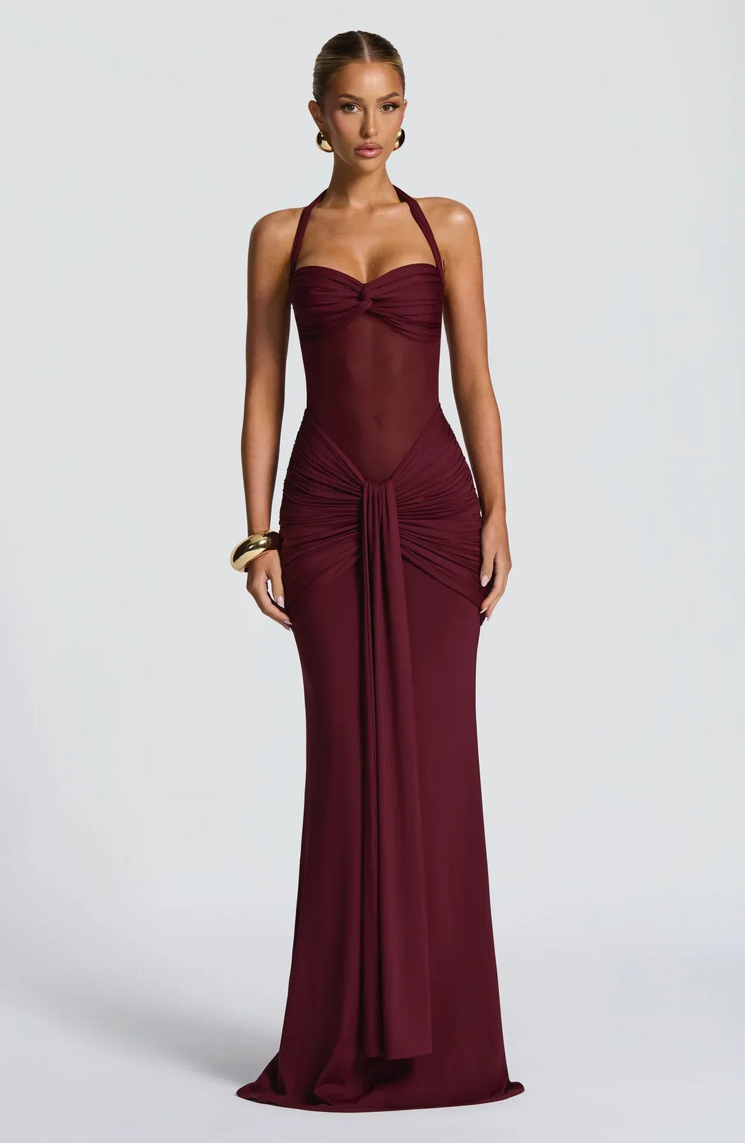 Glamorous women's evening maxi dress, creating a beautiful hourglass silhouette for parties.