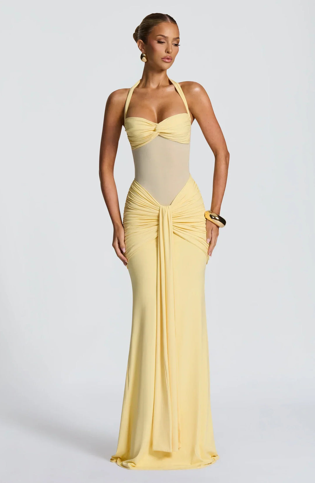 Elegant Women's Hourglass Silhouette Evening Maxi Dress, perfect for formal wear & special occasions.