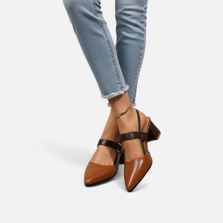 Fashionable women's heeled sandals with a comfortable chunky block heel, ideal for parties & versatile outfits.