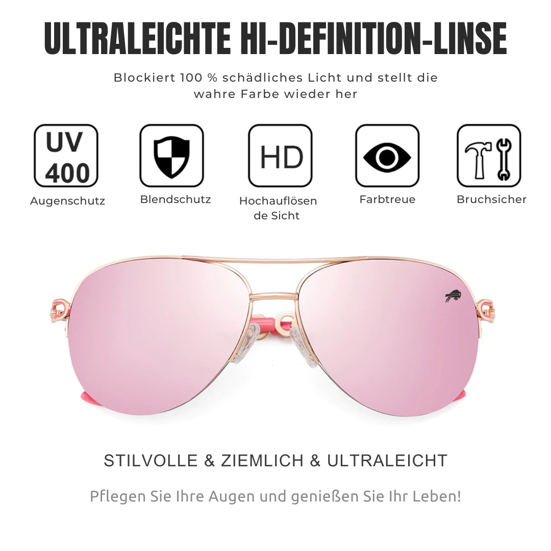 Fashionable women's polarized eyewear designed for glare reduction and superior UV protection.