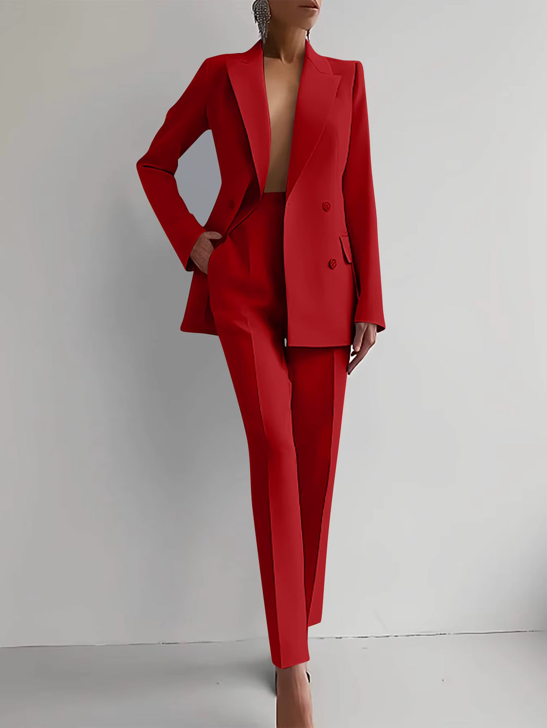 Women's Elegant Tailored Two-Piece Pant Suit Set