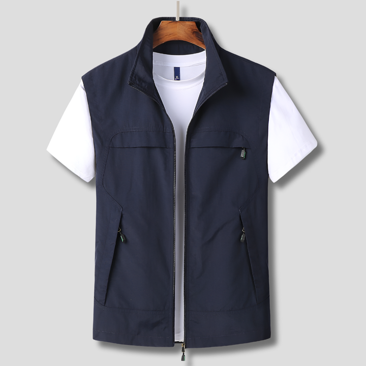 Men's quick-dry outdoor vest, lightweight, multi-pocket design, perfect for hiking and travel.