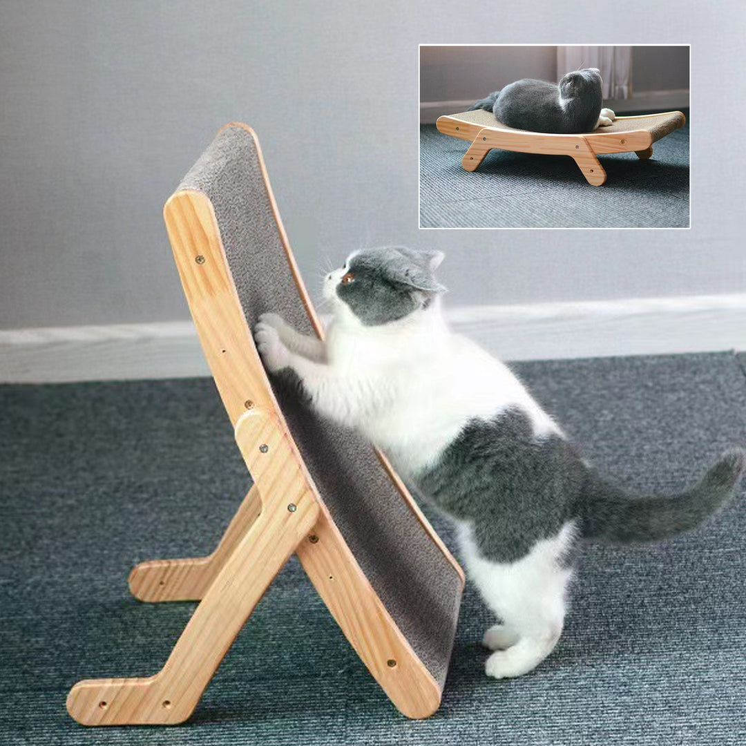Cat Scratching Slope - Ergonomic Solid Wood Frame Scratcher