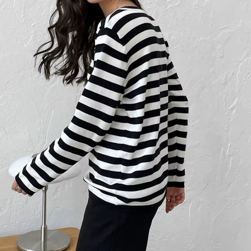 Women's Striped Long Sleeve Casual Top