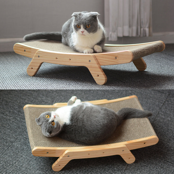 Cat Scratching Slope - Ergonomic Solid Wood Frame Scratcher