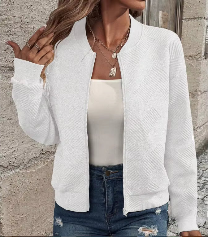 Women's Patterned Full Zip Knit Cardigan
