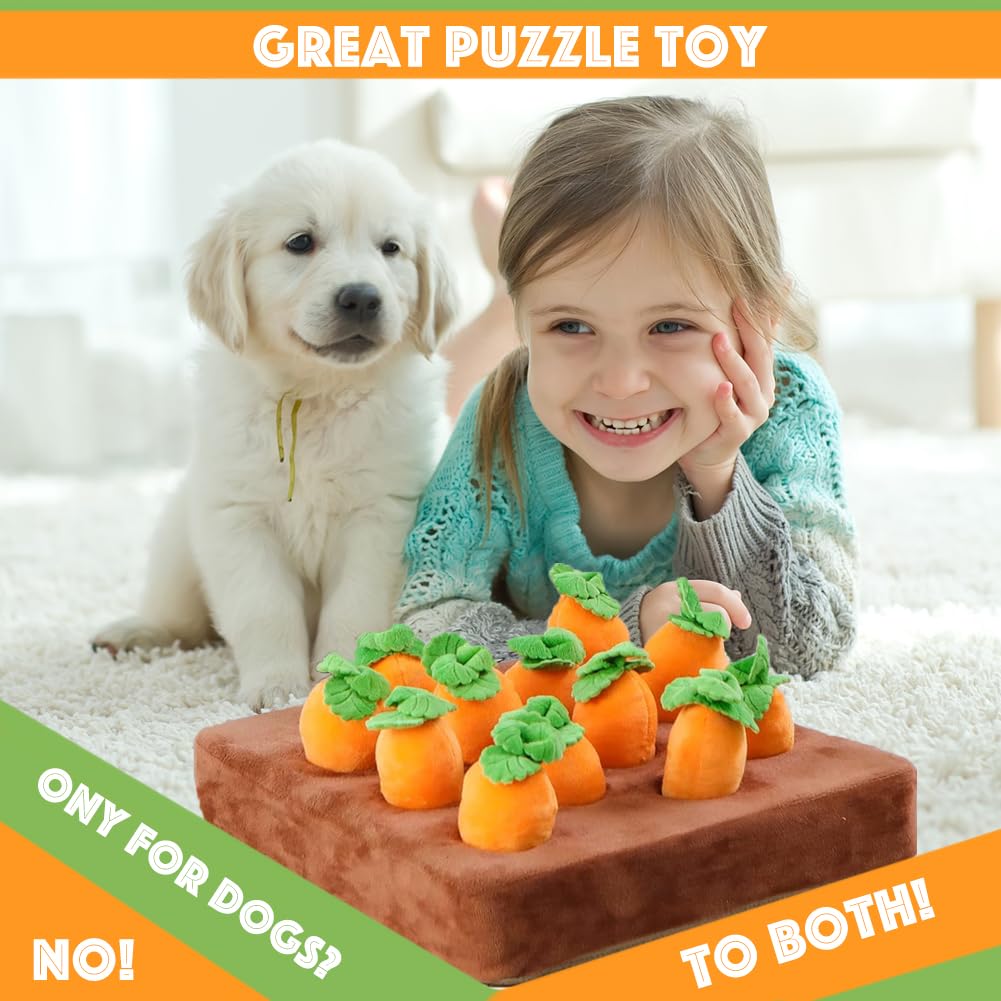 Unisex Dog Interactive Carrot Garden Puzzle Snuffle Toy