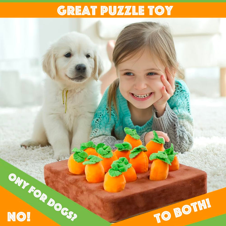 Unisex Dog Interactive Carrot Garden Puzzle Snuffle Toy