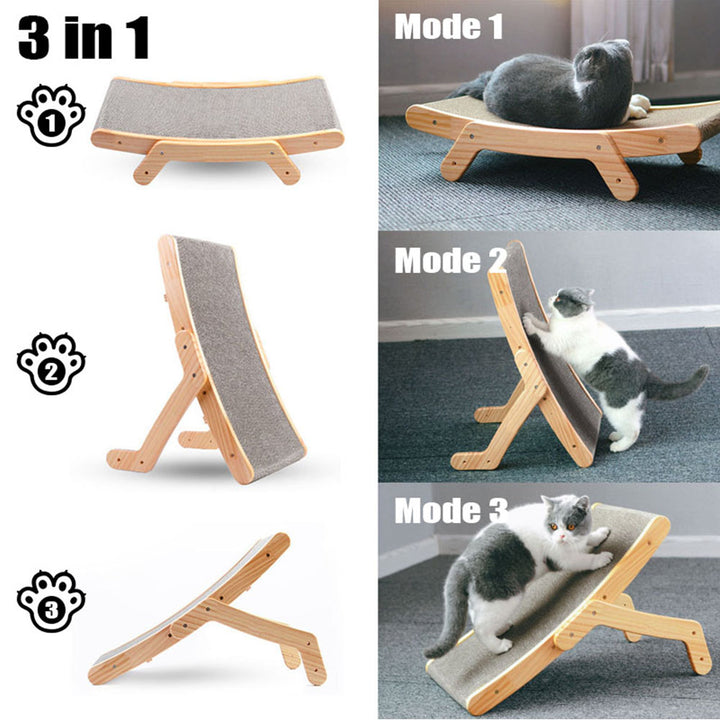 Cat Scratching Slope - Ergonomic Solid Wood Frame Scratcher