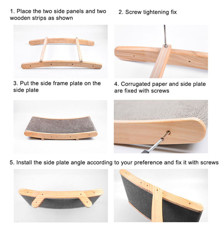 Cat Scratching Slope - Ergonomic Solid Wood Frame Scratcher