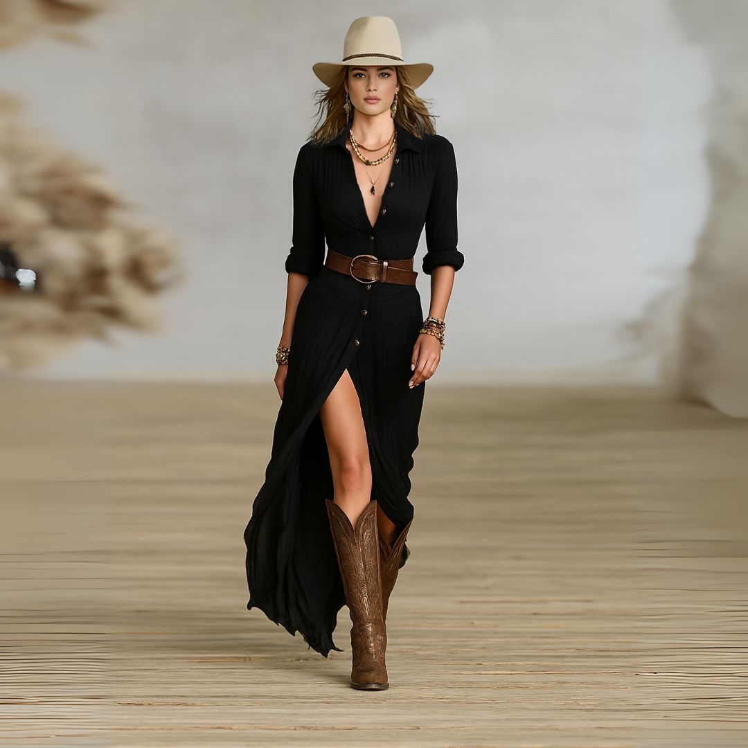 Stylish women's long belted shirt dress featuring a sophisticated shawl collar for a chic, versatile look.