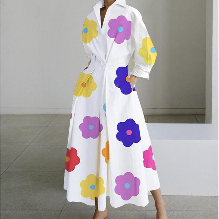 Comfortable & stylish women's collared maxi dress, flattering front wrap design.
