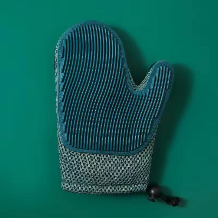 Soft unisex cat grooming glove for gentle massage, efficient fur removal, and overall pet care.