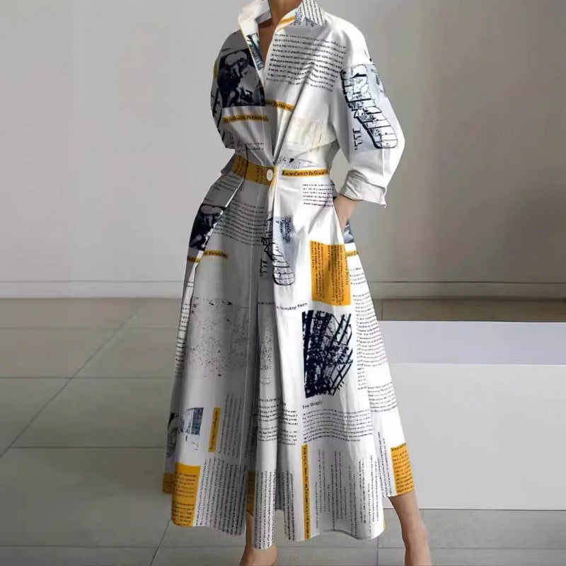 Women's elegant front wrap collared maxi dress. Versatile day-to-evening style.