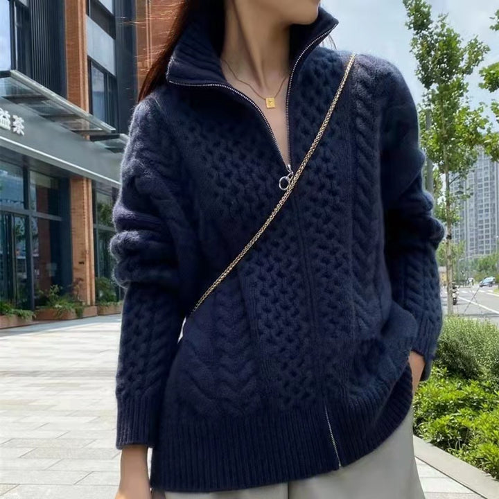 Women's High Neck Knit Cardigan