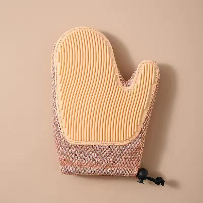 Versatile animal grooming glove for cats, functions as a massage & shedding tool for pet care.