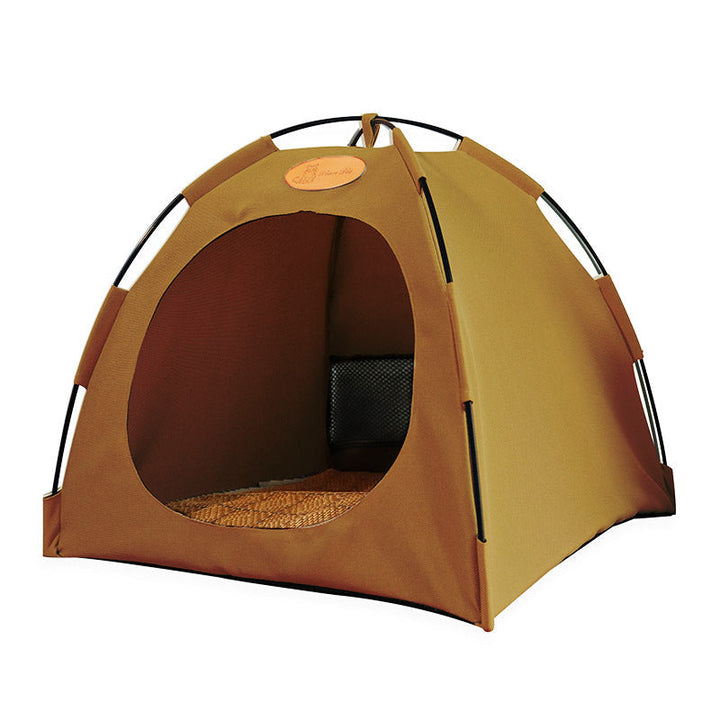 Premium pet bed: a cooling tent with a removable rattan mat for easy cleaning and a comfortable cat retreat.