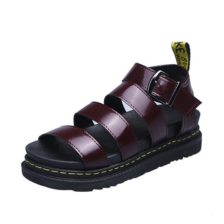Casual women's open-toe platform sandals with triple straps and a secure ankle buckle, ideal for summer.