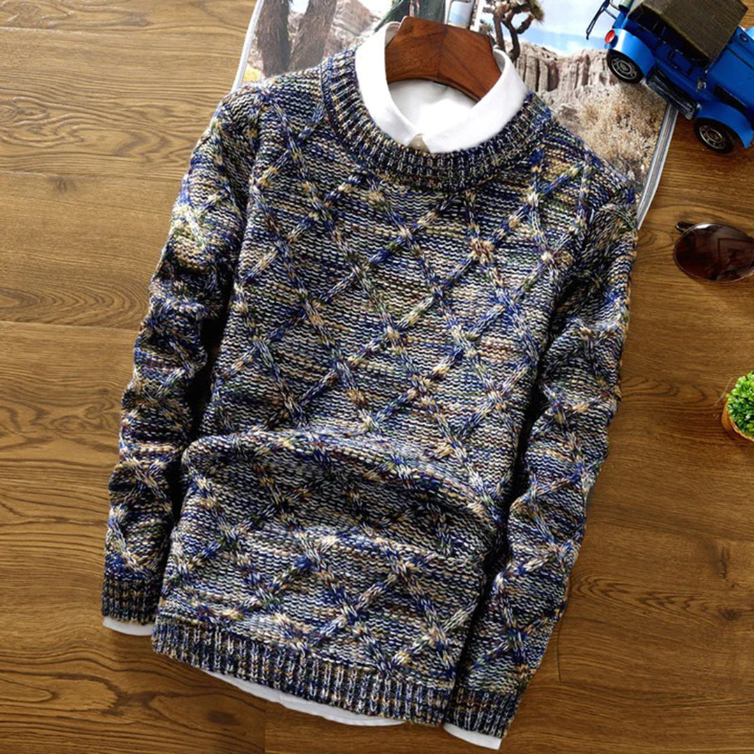 Comfortable men's long sleeve crew neck knit sweater. Versatile for casual wear, everyday style in fall & winter.