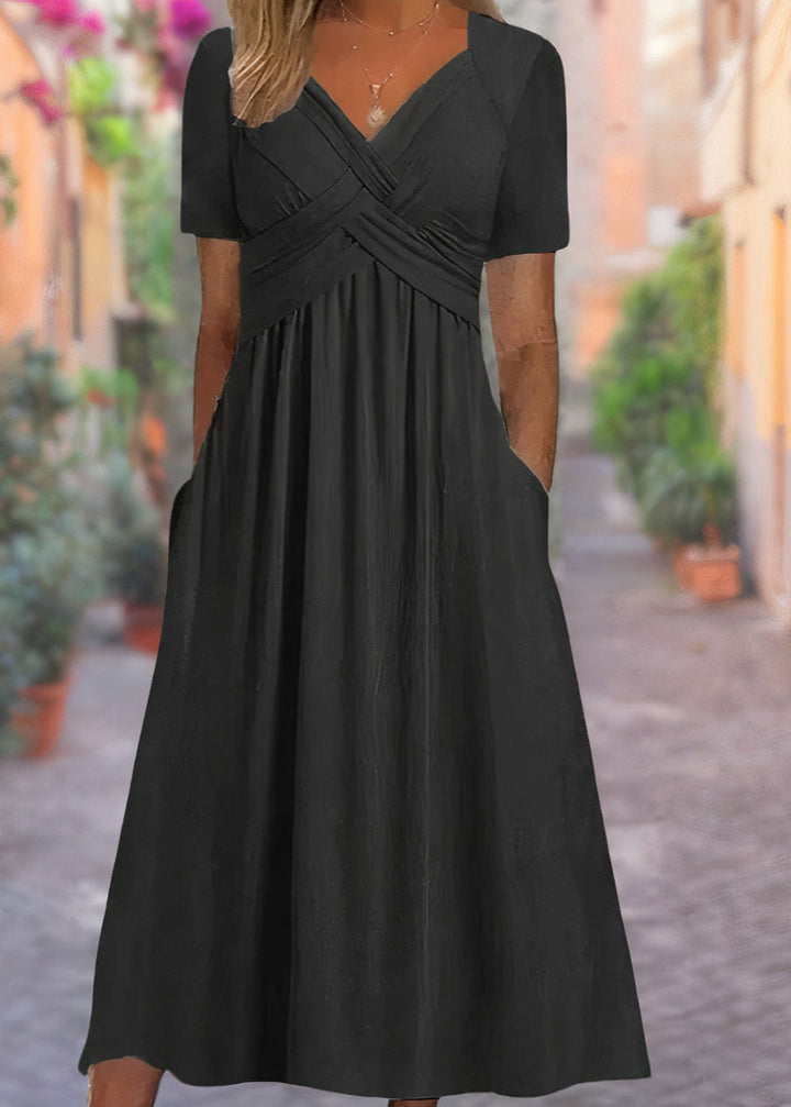 Women's V-neck tummy control summer dress in a flattering design, perfect for casual spring & summer style.