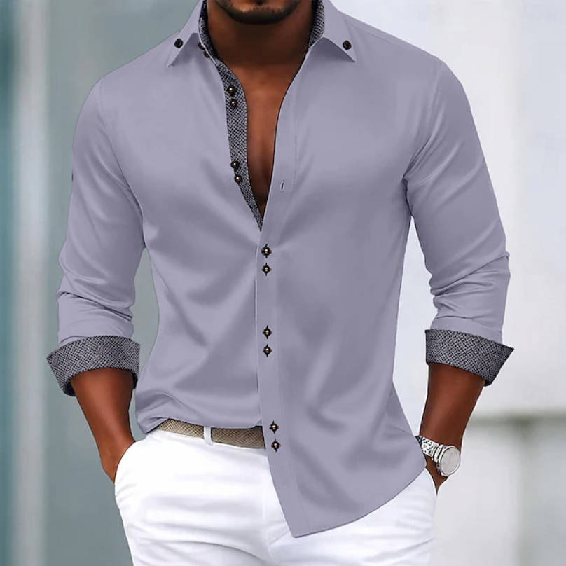 Comfortable men's everyday classic collar shirt, versatile for business casual or smart casual events, a wardrobe staple.
