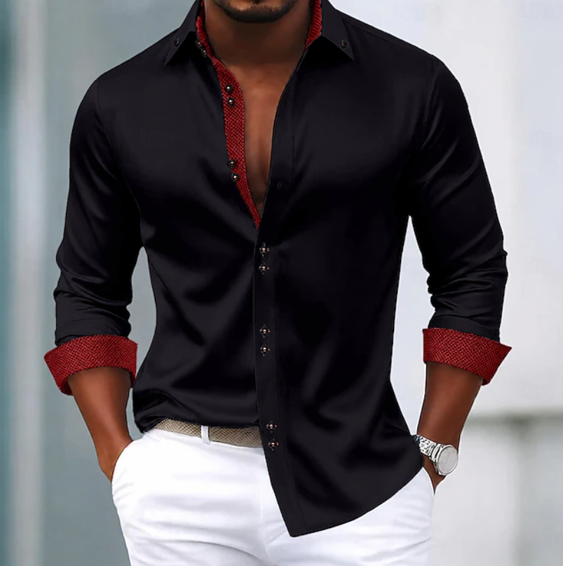 Modern men's slim fit classic collar shirt, an essential button-down for polished everyday, smart casual, or business casual.