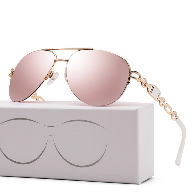 Stylish women's polarized sunglasses offering full UV protection for fashion-forward outdoor adventures.