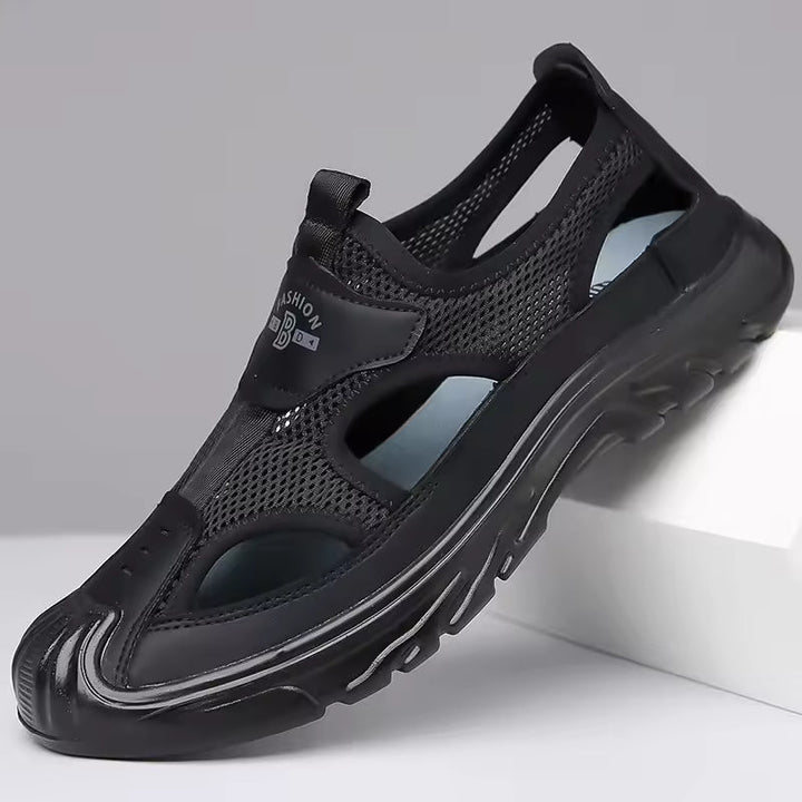 Lightweight men's slip-on closed toe sandals designed for daily comfort, casual fashion, and summer travel.