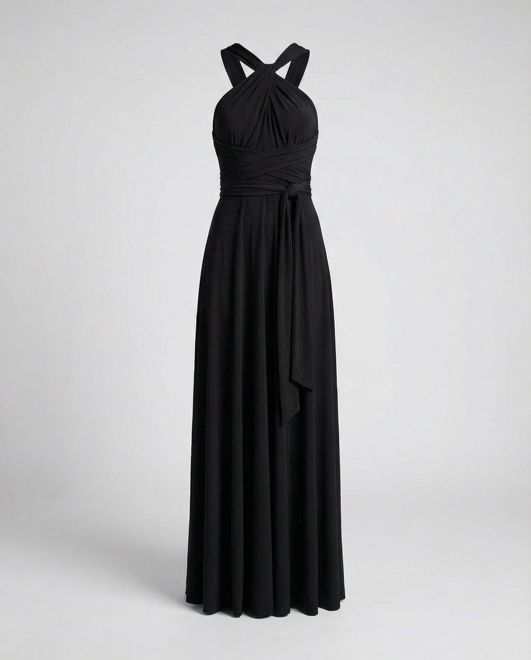 Elegant women's multiway wrap maxi dress with a V-neck, a versatile tie design for any special occasion.