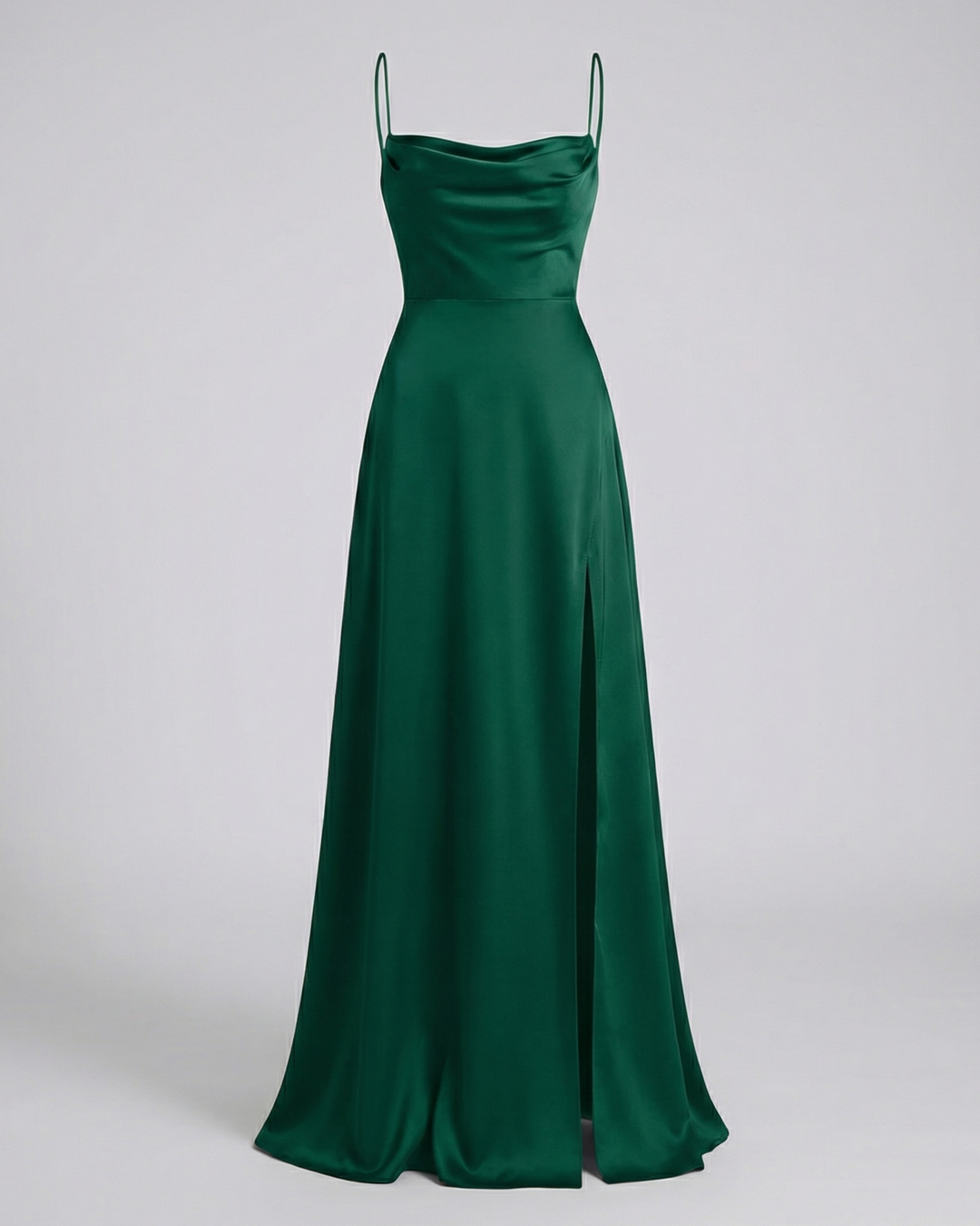 Graceful women's evening dress, featuring a soft cowl neck and a stunning lace-up back, perfect for special occasions.
