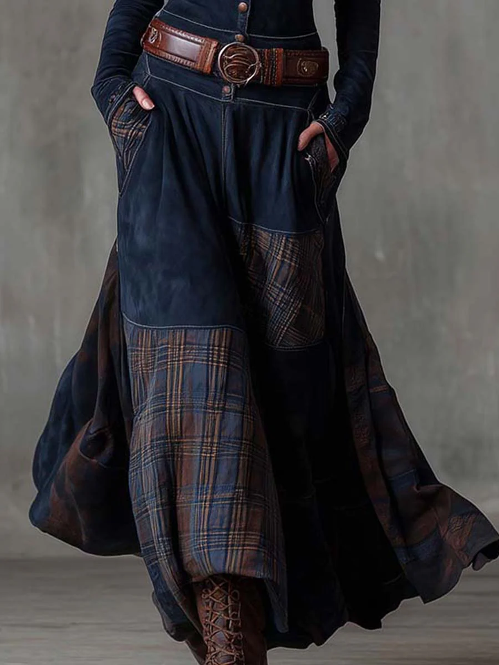 Fashionable women's midi dress, belted for an elegant and timeless look. Great for autumn casual wear.