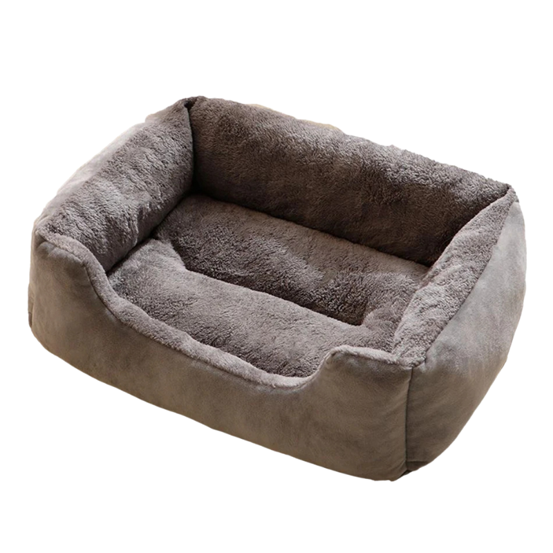 Plush pet bed, a cozy & comfortable sofa for small dogs & cats, providing calming support.