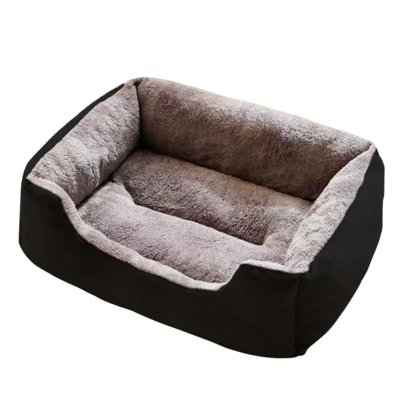 Soft, cozy pet bed. Calming plush sofa bed designed for small cats and dogs' comfort.