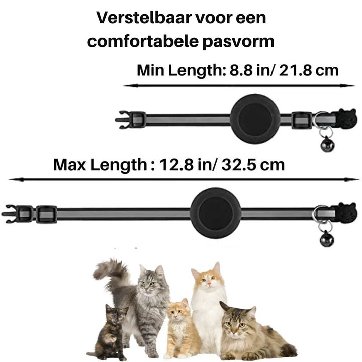 Stylish cat collar with safety clip, bell, and adjustable strap, perfect for everyday use.