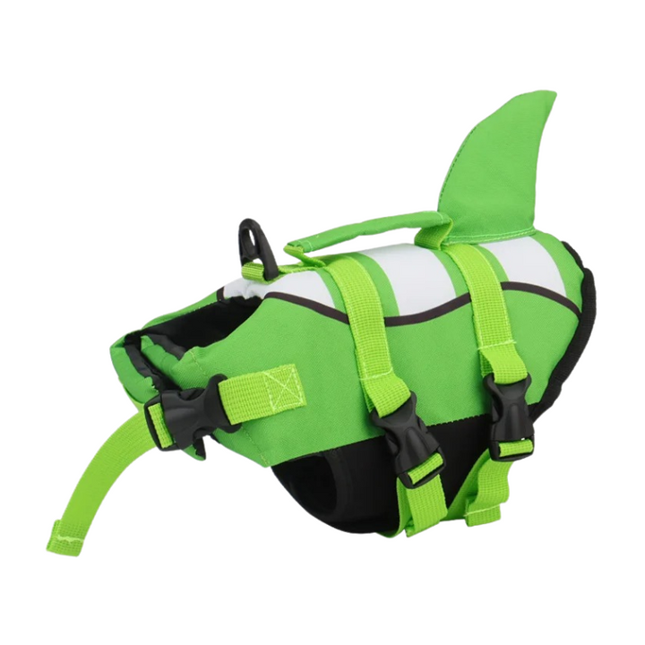 High-buoyancy dog life vest with rescue handle for pet safety. Essential dog swim gear for all water adventures.