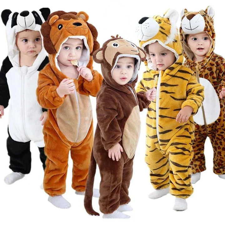Adorable baby lion onesie jumpsuit. Soft cotton blend for cozy infant sleepwear & play.