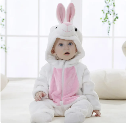 Adorable baby animal jumpsuit. Soft & cozy newborn outfit for play and sleep.